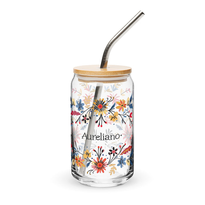 Aureliano Exclusive Name Art Piece Can - Shaped Glass Home Office Work Mexican Spanish Pride Gift Cup One - Of - A - Kind Calligraphy Glass | A17 - Mexicada