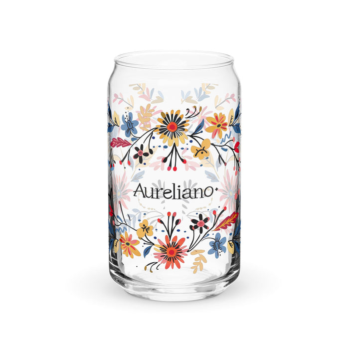 Aureliano Exclusive Name Art Piece Can - Shaped Glass Home Office Work Mexican Spanish Pride Gift Cup One - Of - A - Kind Calligraphy Glass | A17 - Mexicada