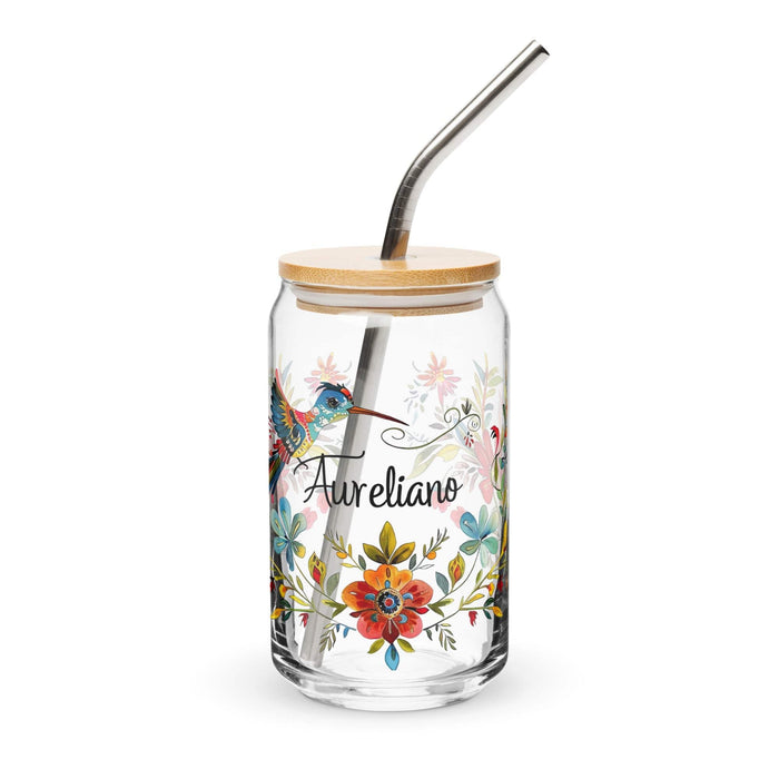 Aureliano Exclusive Name Art Piece Can - Shaped Glass Home Office Work Mexican Spanish Pride Gift Cup One - Of - A - Kind Calligraphy Glass | A18 - Mexicada