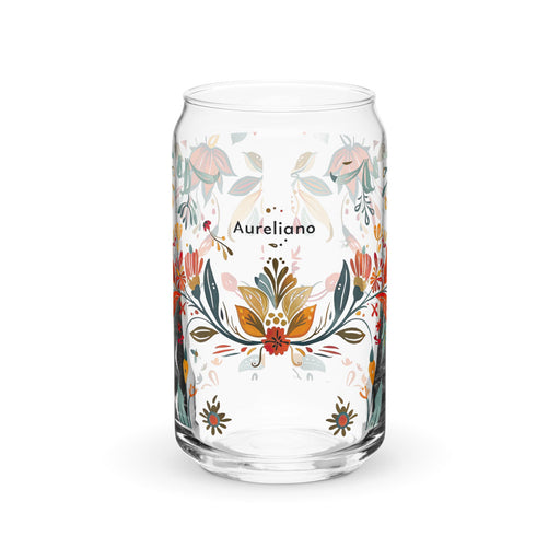 Aureliano Exclusive Name Art Piece Can - Shaped Glass Home Office Work Mexican Spanish Pride Gift Cup One - Of - A - Kind Calligraphy Glass | A19 - Mexicada