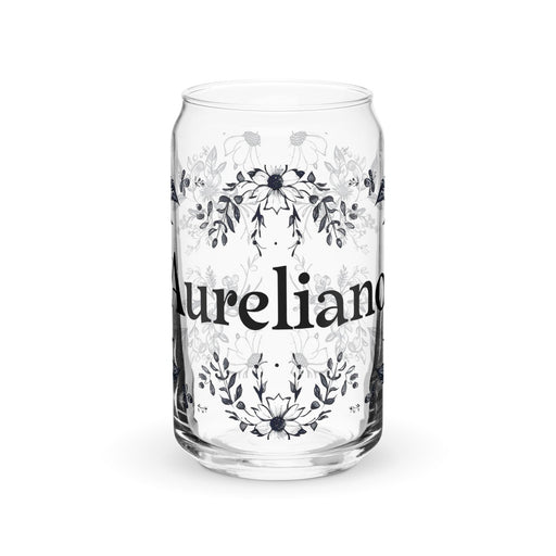 Aureliano Exclusive Name Art Piece Can - Shaped Glass Home Office Work Mexican Spanish Pride Gift Cup One - Of - A - Kind Calligraphy Glass | A2 - Mexicada