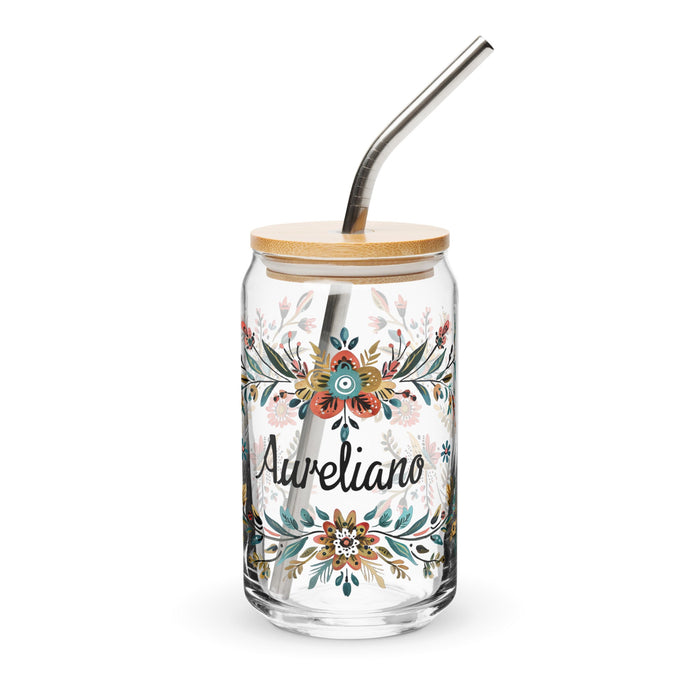 Aureliano Exclusive Name Art Piece Can - Shaped Glass Home Office Work Mexican Spanish Pride Gift Cup One - Of - A - Kind Calligraphy Glass | A21 - Mexicada