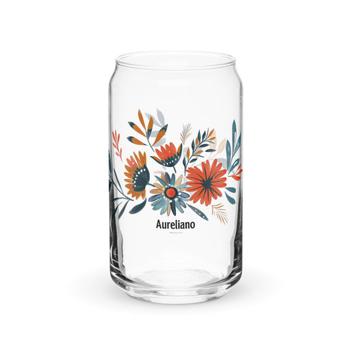 Aureliano Exclusive Name Art Piece Can - Shaped Glass Home Office Work Mexican Spanish Pride Gift Cup One - Of - A - Kind Calligraphy Glass | A23 - Mexicada