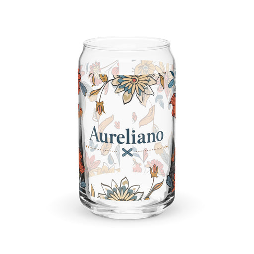 Aureliano Exclusive Name Art Piece Can - Shaped Glass Home Office Work Mexican Spanish Pride Gift Cup One - Of - A - Kind Calligraphy Glass | A3 - Mexicada