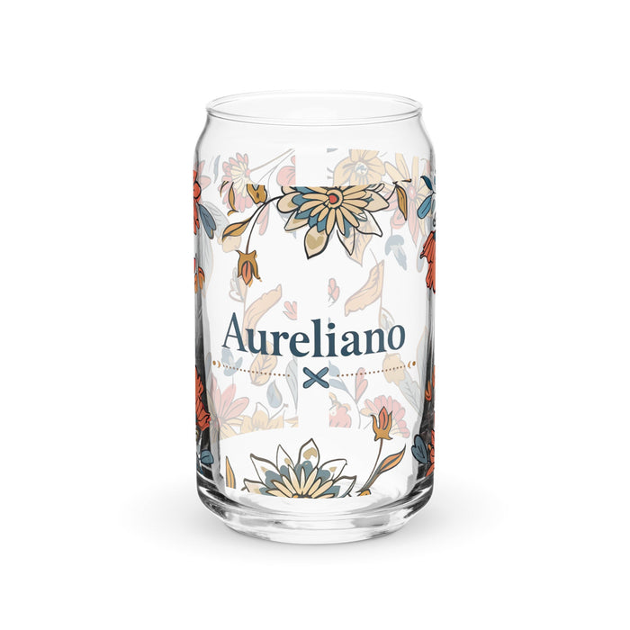 Aureliano Exclusive Name Art Piece Can - Shaped Glass Home Office Work Mexican Spanish Pride Gift Cup One - Of - A - Kind Calligraphy Glass | A3 - Mexicada