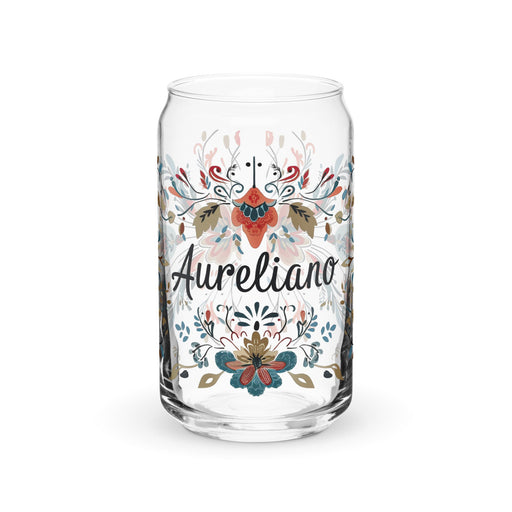 Aureliano Exclusive Name Art Piece Can - Shaped Glass Home Office Work Mexican Spanish Pride Gift Cup One - Of - A - Kind Calligraphy Glass | A4 - Mexicada