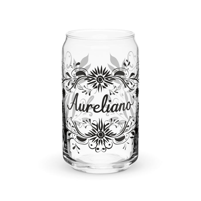 Aureliano Exclusive Name Art Piece Can - Shaped Glass Home Office Work Mexican Spanish Pride Gift Cup One - Of - A - Kind Calligraphy Glass | A5 - Mexicada