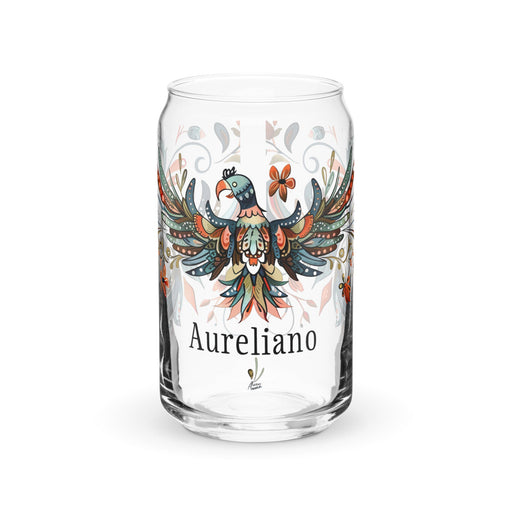 Aureliano Exclusive Name Art Piece Can - Shaped Glass Home Office Work Mexican Spanish Pride Gift Cup One - Of - A - Kind Calligraphy Glass | A7 - Mexicada