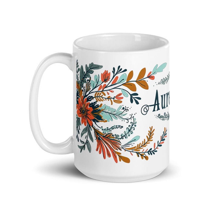 Aureliano Exclusive Name Art Piece Home Office Work Coffee Mug Mexican Spanish Pride Gift Cup One - Of - A - Kind Calligraphy White Glossy Mug | A13 - Mexicada