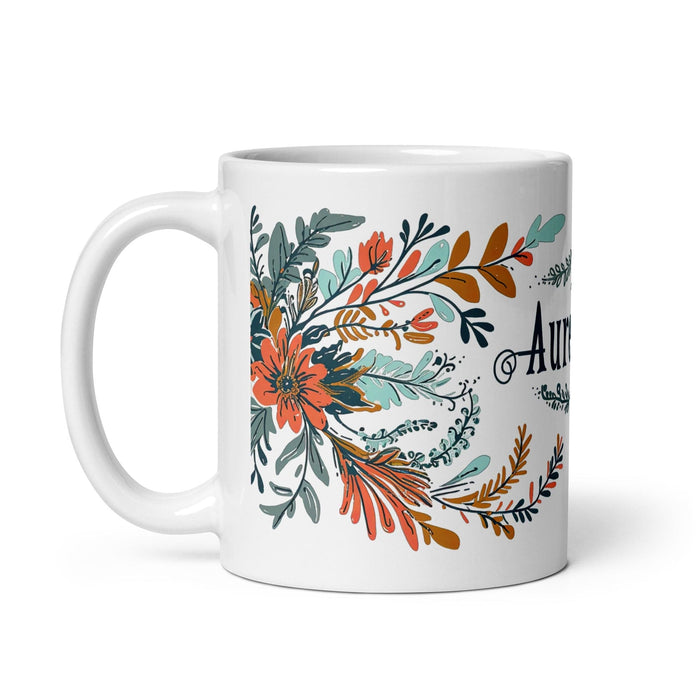 Aureliano Exclusive Name Art Piece Home Office Work Coffee Mug Mexican Spanish Pride Gift Cup One-Of-A-Kind Calligraphy White Glossy Mug | A13 Mexicada