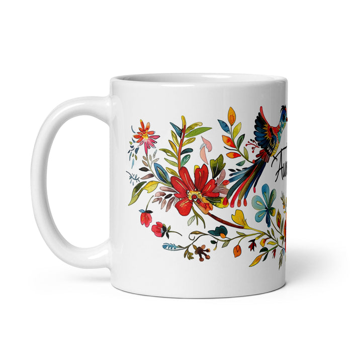 Aureliano Exclusive Name Art Piece Home Office Work Coffee Mug Mexican Spanish Pride Gift Cup One - Of - A - Kind Calligraphy White Glossy Mug | A18 - Mexicada