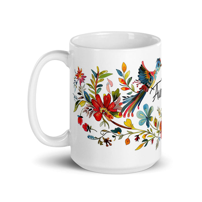 Aureliano Exclusive Name Art Piece Home Office Work Coffee Mug Mexican Spanish Pride Gift Cup One-Of-A-Kind Calligraphy White Glossy Mug | A18 Mexicada