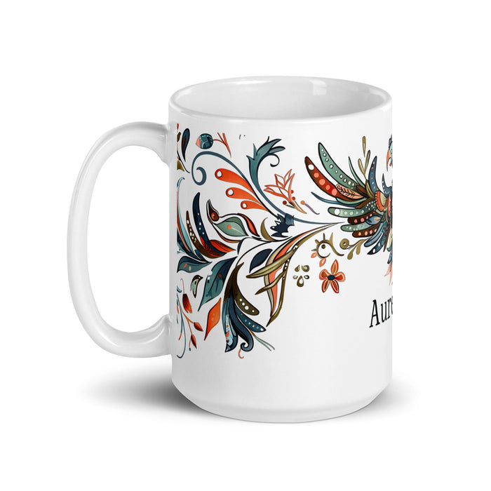 Aureliano Exclusive Name Art Piece Home Office Work Coffee Mug Mexican Spanish Pride Gift Cup One - Of - A - Kind Calligraphy White Glossy Mug | A7 - Mexicada