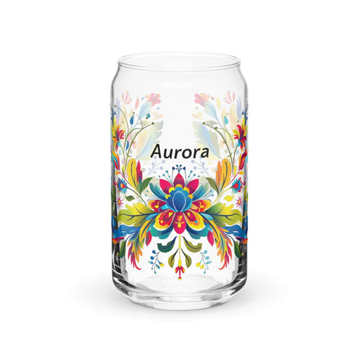 Aurora Exclusive Name Art Piece Can - Shaped Glass Home Office Work Mexican Spanish Pride Gift Cup One - Of - A - Kind Calligraphy Glass | A6 - Mexicada