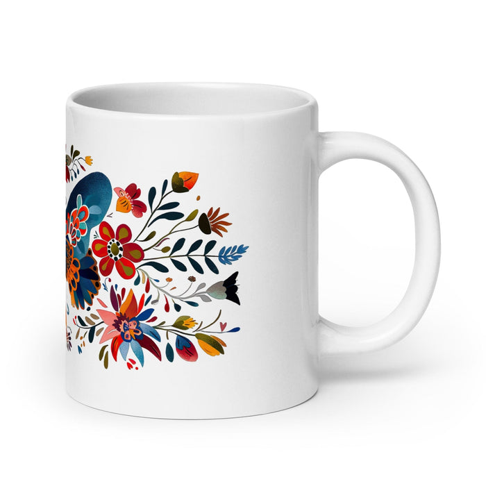 Aurora Exclusive Name Art Piece Home Office Work Coffee Mug Mexican Spanish Pride Gift Cup One-Of-A-Kind Calligraphy White Glossy Mug | A2 Mexicada 20 oz