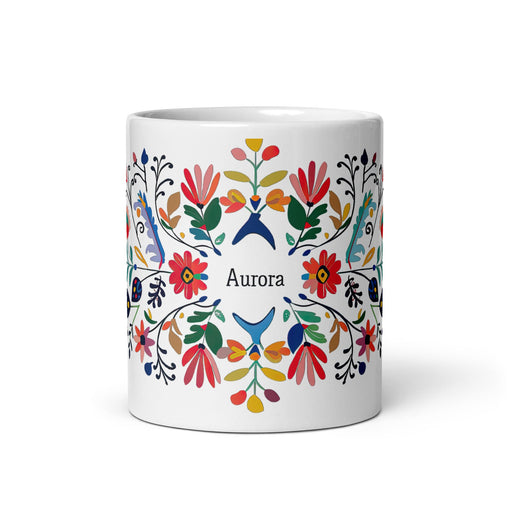 Aurora Exclusive Name Art Piece Home Office Work Coffee Mug Mexican Spanish Pride Gift Cup One - Of - A - Kind Calligraphy White Glossy Mug | A3 - Mexicada