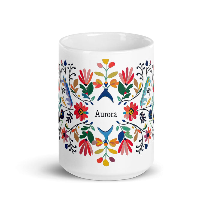 Aurora Exclusive Name Art Piece Home Office Work Coffee Mug Mexican Spanish Pride Gift Cup One-Of-A-Kind Calligraphy White Glossy Mug | A3 Mexicada