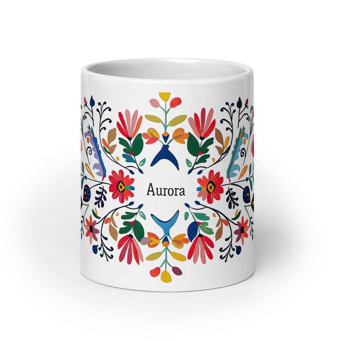 Aurora Exclusive Name Art Piece Home Office Work Coffee Mug Mexican Spanish Pride Gift Cup One-Of-A-Kind Calligraphy White Glossy Mug | A3 Mexicada