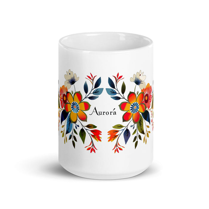 Aurora Exclusive Name Art Piece Home Office Work Coffee Mug Mexican Spanish Pride Gift Cup One - Of - A - Kind Calligraphy White Glossy Mug | A5 - Mexicada