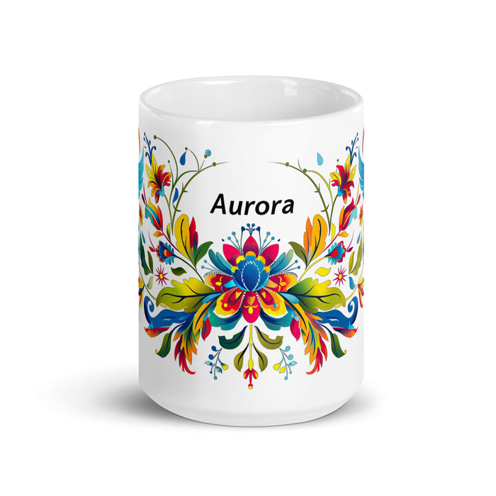 Aurora Exclusive Name Art Piece Home Office Work Coffee Mug Mexican Spanish Pride Gift Cup One - Of - A - Kind Calligraphy White Glossy Mug | A6 - Mexicada