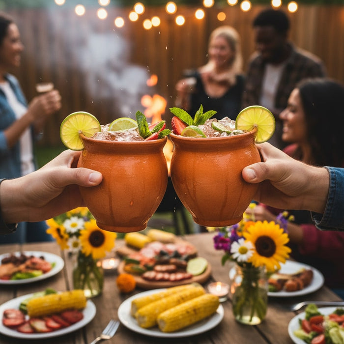 Authentic Mexican Handcrafted Natural Clay Cups (Cantaritos Jarros) for Hot & Cold Drinks (Cocktail Glasses for Tequila, Margaritas, Mojitos & More) | Lead-Free, Unglazed, 16 Oz Alondra's Imports NOT_POD