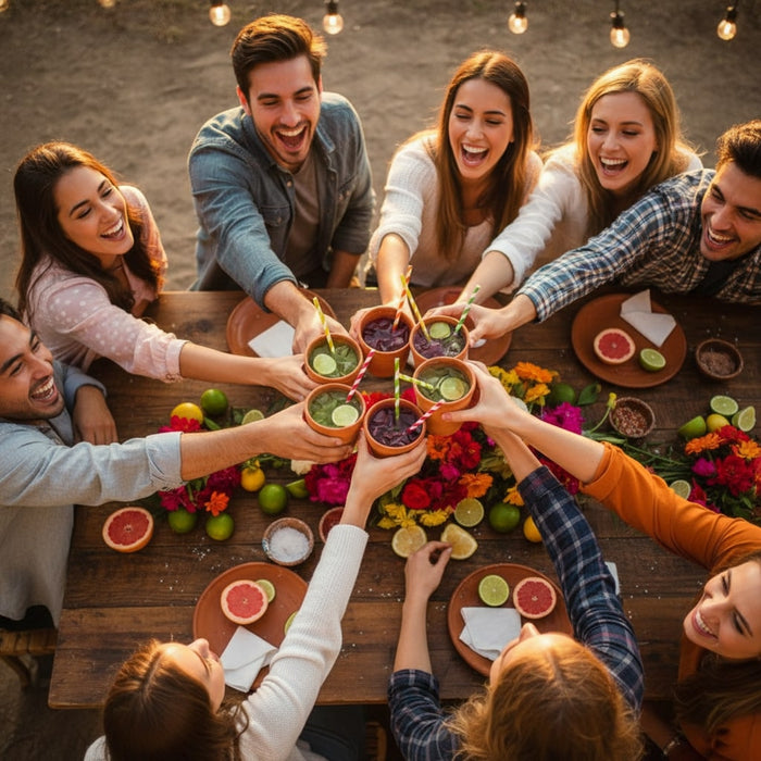 Authentic Mexican Handcrafted Natural Clay Cups (Cantaritos Jarros) for Hot & Cold Drinks (Cocktail Glasses for Tequila, Margaritas, Mojitos & More) | Lead-Free, Unglazed, 16 Oz Alondra's Imports NOT_POD