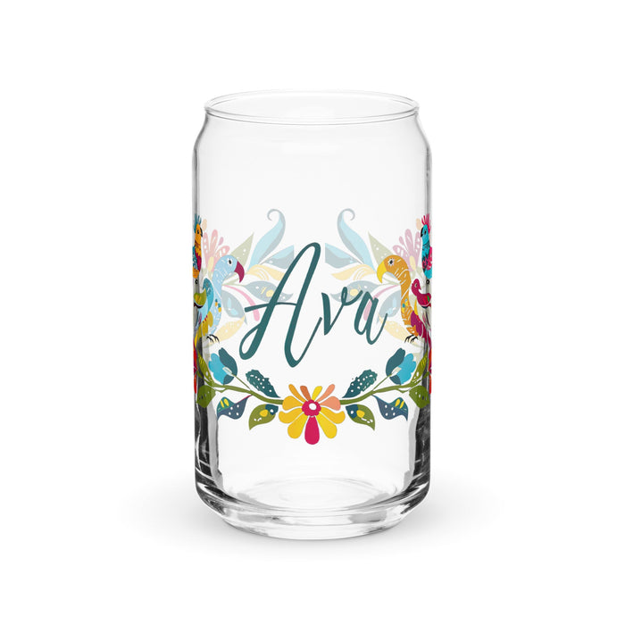 Ava Exclusive Name Art Piece Can - Shaped Glass Home Office Work Mexican Spanish Pride Gift Cup One - Of - A - Kind Calligraphy Glass | A1 - Mexicada