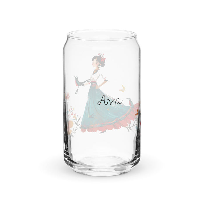 Ava Exclusive Name Art Piece Can - Shaped Glass Home Office Work Mexican Spanish Pride Gift Cup One - Of - A - Kind Calligraphy Glass | A12 - Mexicada