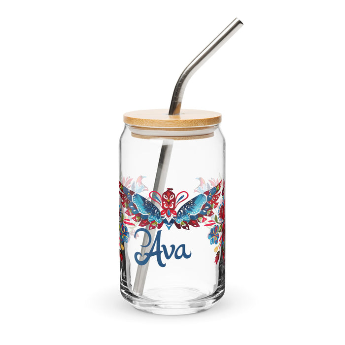 Ava Exclusive Name Art Piece Can - Shaped Glass Home Office Work Mexican Spanish Pride Gift Cup One - Of - A - Kind Calligraphy Glass | A13 - Mexicada