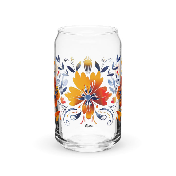 Ava Exclusive Name Art Piece Can-Shaped Glass Home Office Work Mexican Spanish Pride Gift Cup One-Of-A-Kind Calligraphy Glass | A17 Mexicada 16 oz