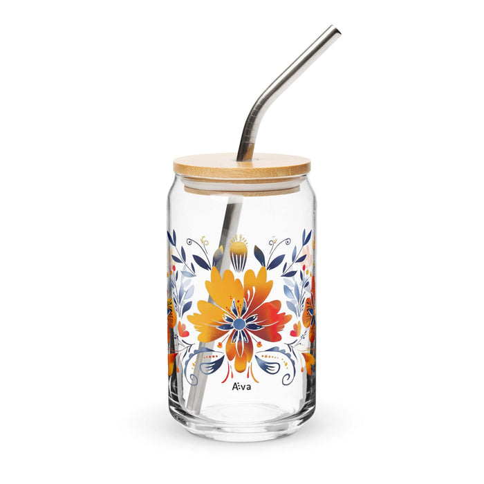 Ava Exclusive Name Art Piece Can-Shaped Glass Home Office Work Mexican Spanish Pride Gift Cup One-Of-A-Kind Calligraphy Glass | A17 Mexicada 16 oz With Lid & Straw