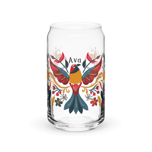 Ava Exclusive Name Art Piece Can-Shaped Glass Home Office Work Mexican Spanish Pride Gift Cup One-Of-A-Kind Calligraphy Glass | A18 Mexicada 16 oz