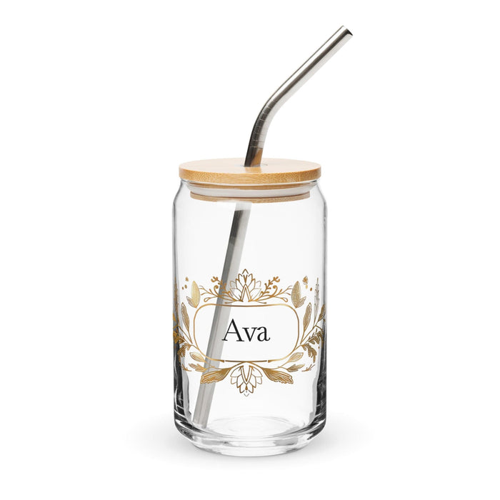 Ava Exclusive Name Art Piece Can - Shaped Glass Home Office Work Mexican Spanish Pride Gift Cup One - Of - A - Kind Calligraphy Glass | A19 - Mexicada