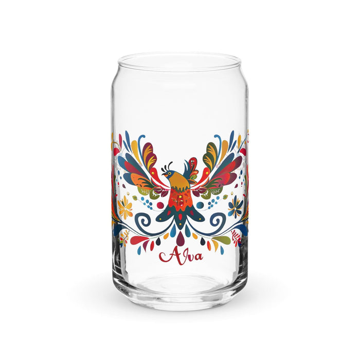 Ava Exclusive Name Art Piece Can-Shaped Glass Home Office Work Mexican Spanish Pride Gift Cup One-Of-A-Kind Calligraphy Glass | A2 Mexicada 16 oz