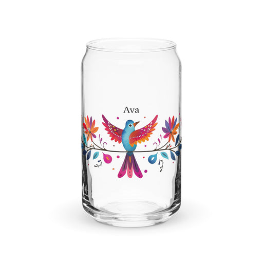 Ava Exclusive Name Art Piece Can - Shaped Glass Home Office Work Mexican Spanish Pride Gift Cup One - Of - A - Kind Calligraphy Glass | A21 - Mexicada