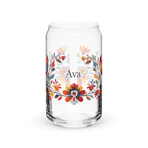 Ava Exclusive Name Art Piece Can - Shaped Glass Home Office Work Mexican Spanish Pride Gift Cup One - Of - A - Kind Calligraphy Glass | A23 - Mexicada