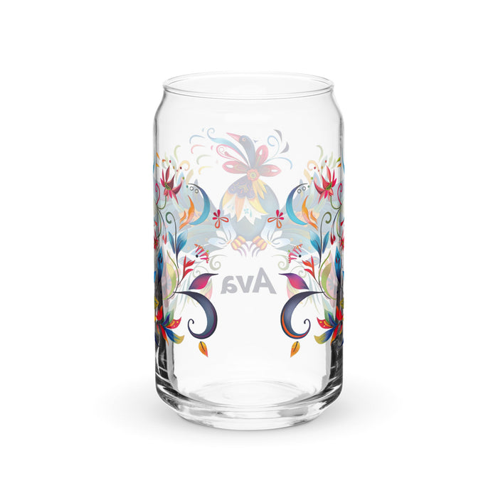 Ava Exclusive Name Art Piece Can - Shaped Glass Home Office Work Mexican Spanish Pride Gift Cup One - Of - A - Kind Calligraphy Glass | A5 - Mexicada