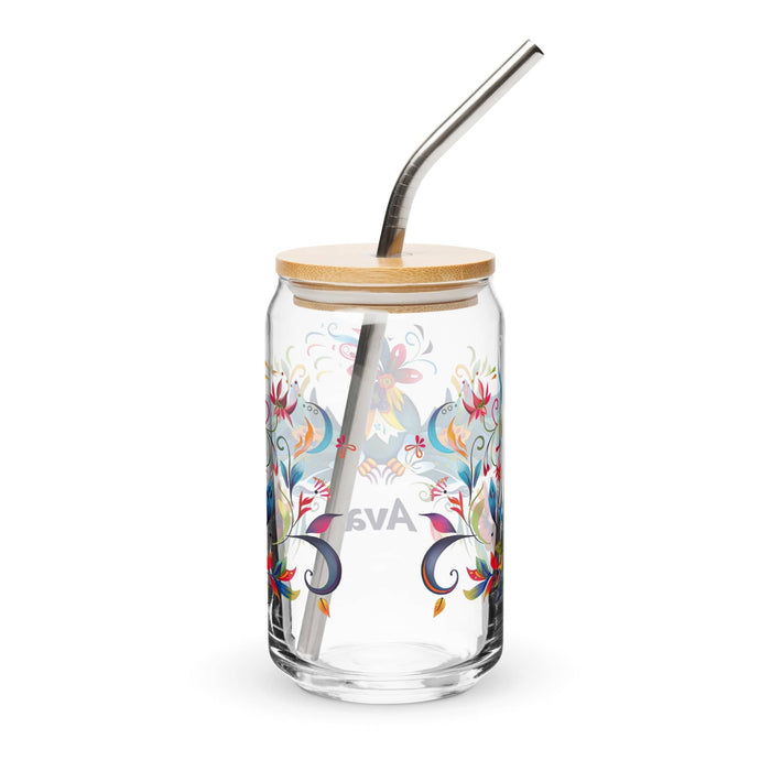 Ava Exclusive Name Art Piece Can-Shaped Glass Home Office Work Mexican Spanish Pride Gift Cup One-Of-A-Kind Calligraphy Glass | A5 Mexicada