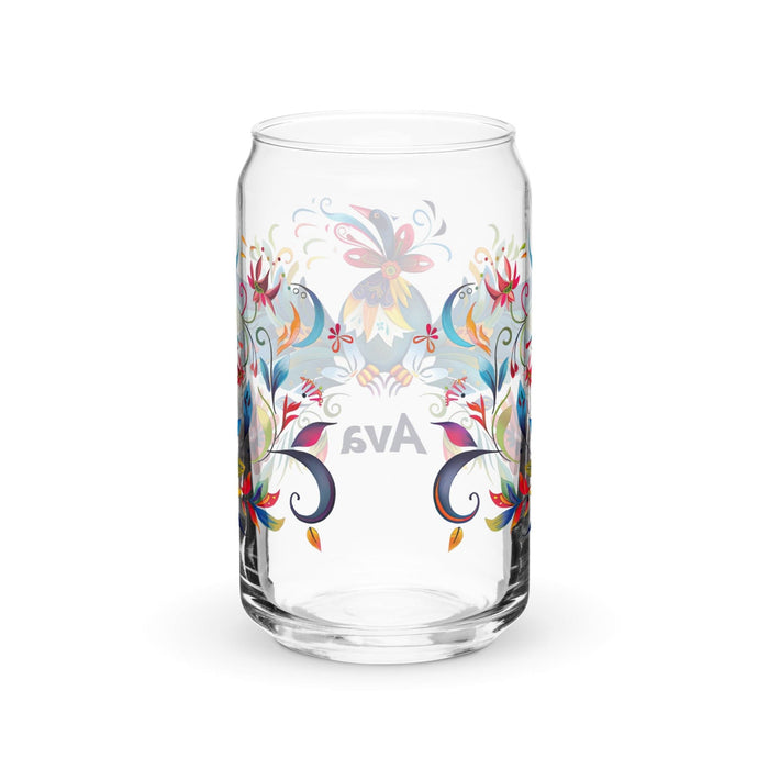 Ava Exclusive Name Art Piece Can-Shaped Glass Home Office Work Mexican Spanish Pride Gift Cup One-Of-A-Kind Calligraphy Glass | A5 Mexicada