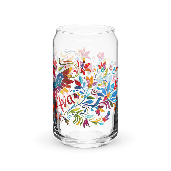 Ava Exclusive Name Art Piece Can-Shaped Glass Home Office Work Mexican Spanish Pride Gift Cup One-Of-A-Kind Calligraphy Glass | A8 Mexicada