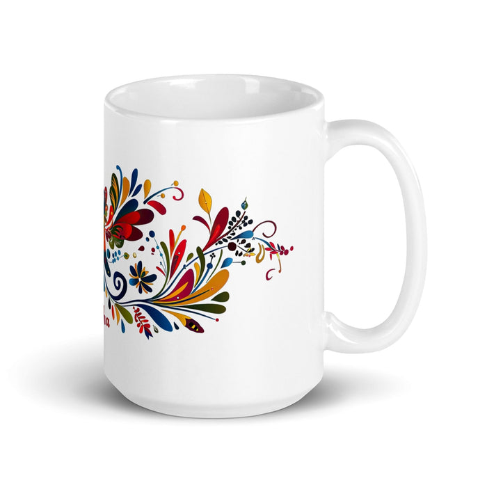 Ava Exclusive Name Art Piece Home Office Work Coffee Mug Mexican Spanish Pride Gift Cup One-Of-A-Kind Calligraphy White Glossy Mug | A1 Mexicada 15 oz