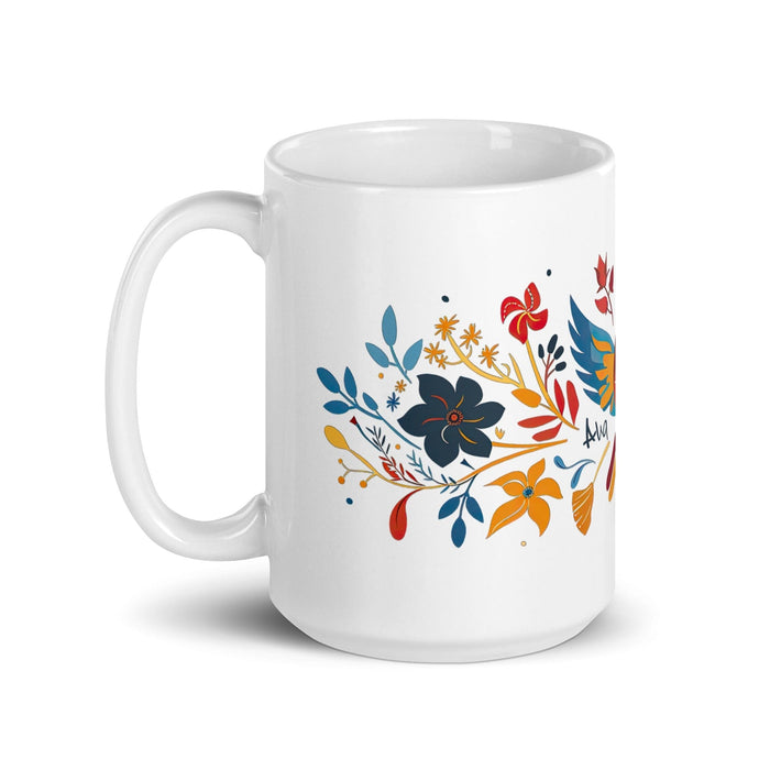 Ava Exclusive Name Art Piece Home Office Work Coffee Mug Mexican Spanish Pride Gift Cup One-Of-A-Kind Calligraphy White Glossy Mug | A10 Mexicada