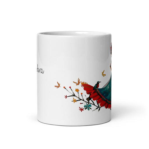 Ava Exclusive Name Art Piece Home Office Work Coffee Mug Mexican Spanish Pride Gift Cup One - Of - A - Kind Calligraphy White Glossy Mug | A12 - Mexicada