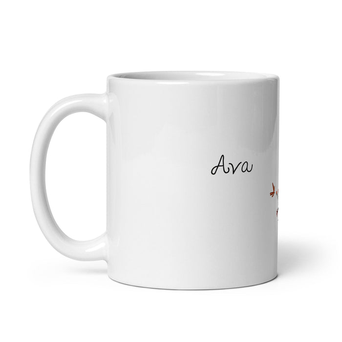 Ava Exclusive Name Art Piece Home Office Work Coffee Mug Mexican Spanish Pride Gift Cup One-Of-A-Kind Calligraphy White Glossy Mug | A12 Mexicada