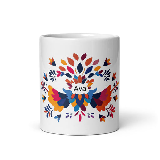 Ava Exclusive Name Art Piece Home Office Work Coffee Mug Mexican Spanish Pride Gift Cup One - Of - A - Kind Calligraphy White Glossy Mug | A15 - Mexicada