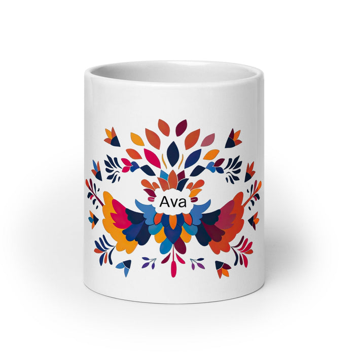 Ava Exclusive Name Art Piece Home Office Work Coffee Mug Mexican Spanish Pride Gift Cup One-Of-A-Kind Calligraphy White Glossy Mug | A15 Mexicada