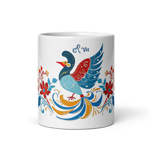 Ava Exclusive Name Art Piece Home Office Work Coffee Mug Mexican Spanish Pride Gift Cup One - Of - A - Kind Calligraphy White Glossy Mug | A16 - Mexicada