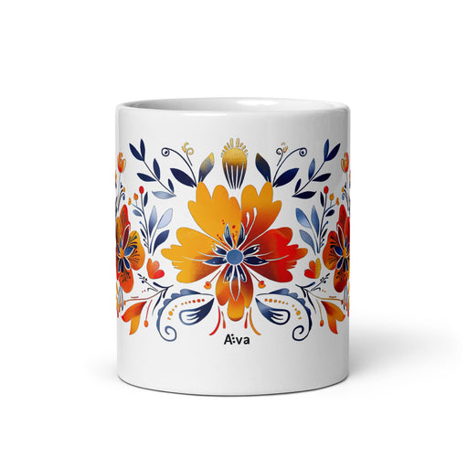 Ava Exclusive Name Art Piece Home Office Work Coffee Mug Mexican Spanish Pride Gift Cup One - Of - A - Kind Calligraphy White Glossy Mug | A17 - Mexicada