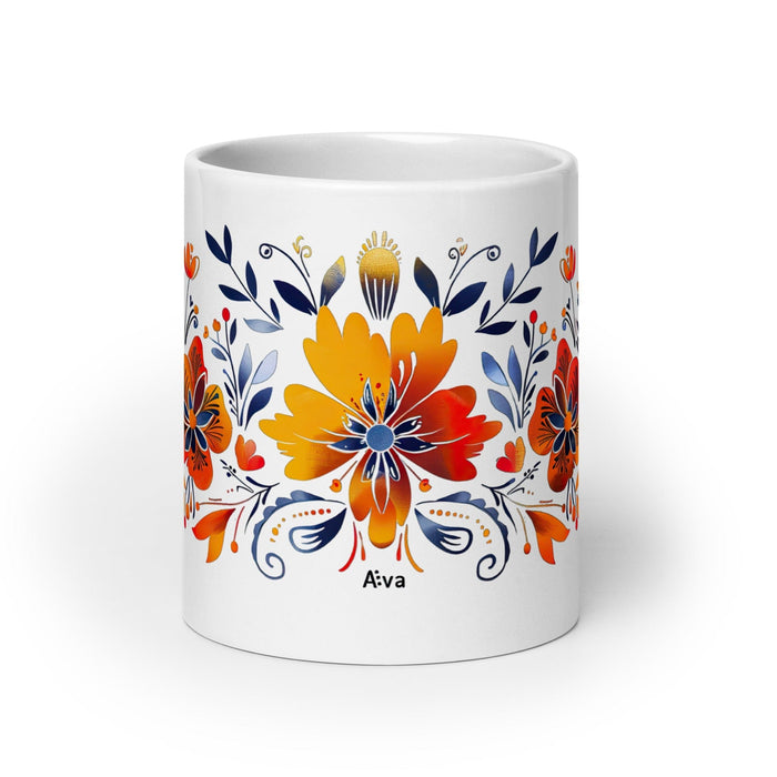 Ava Exclusive Name Art Piece Home Office Work Coffee Mug Mexican Spanish Pride Gift Cup One-Of-A-Kind Calligraphy White Glossy Mug | A17 Mexicada