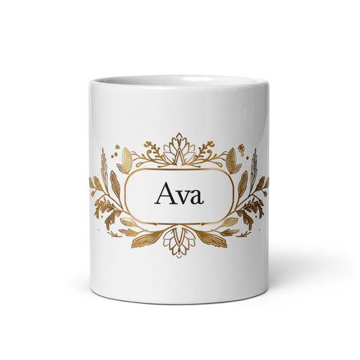 Ava Exclusive Name Art Piece Home Office Work Coffee Mug Mexican Spanish Pride Gift Cup One - Of - A - Kind Calligraphy White Glossy Mug | A19 - Mexicada